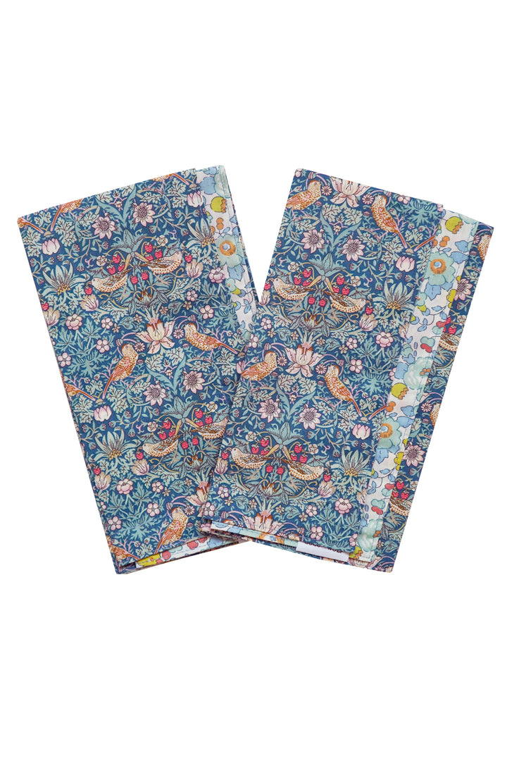 Reversible Stitch Napkin Set made with Liberty Fabric STRAWBERRY THIEF & BETSY SAGE