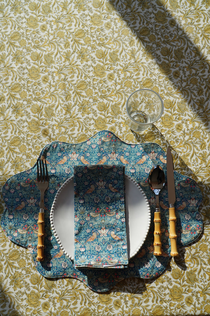 Reversible Wavy Placemat made with Liberty Fabric BETSY SAGE & STRAWBERRY THIEF