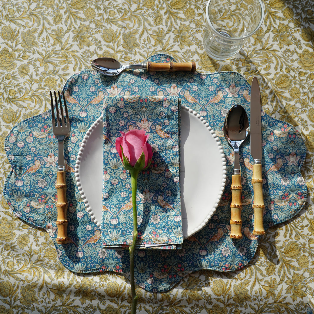 Reversible Wavy Placemat made with Liberty Fabric BETSY SAGE & STRAWBERRY THIEF