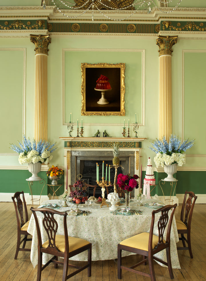 Bridgerton Set of 4 Napkin Ring Bows made with Liberty Fabric BOUQUET PARADE PEACH