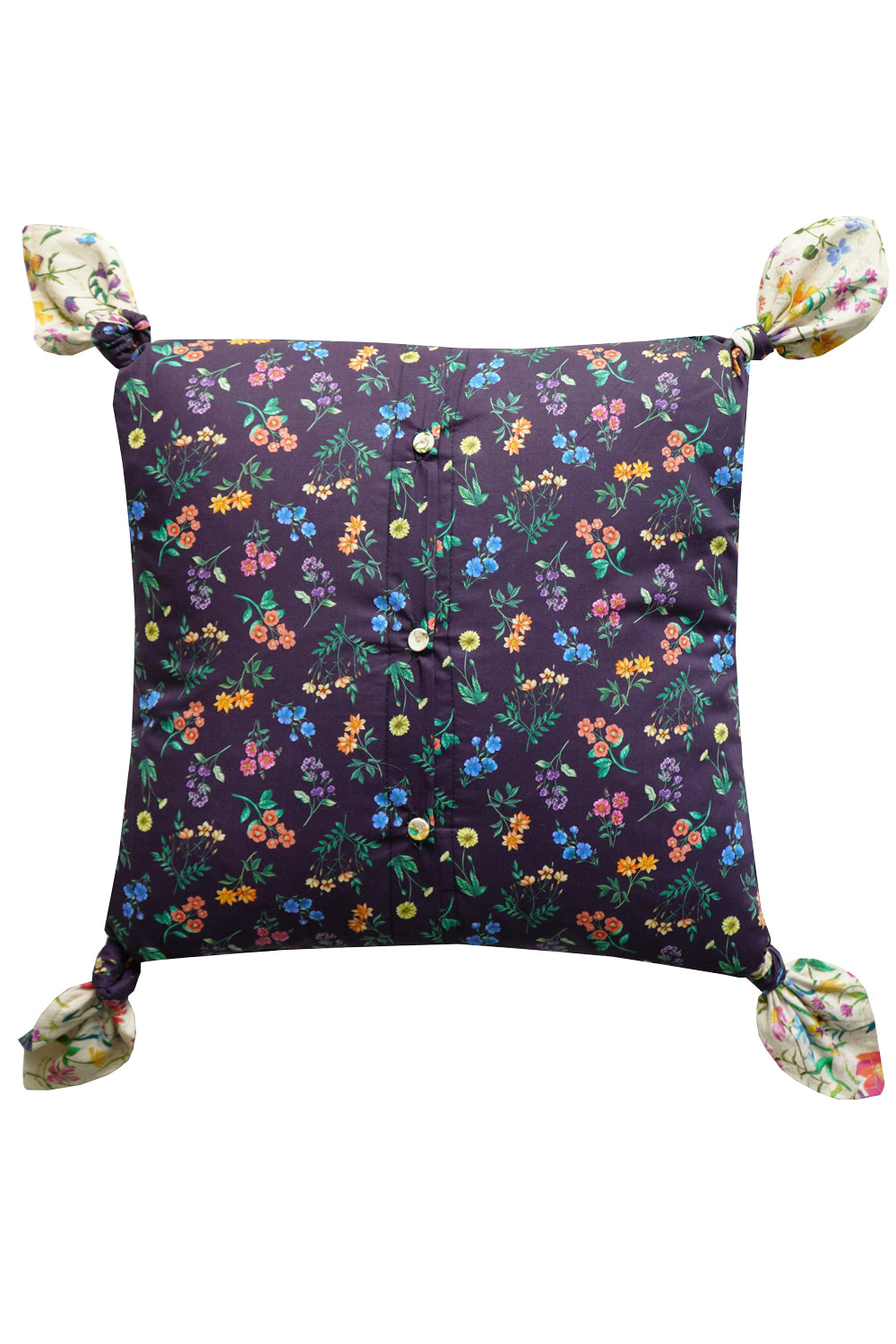 Tie Corner Cushion made with Liberty Fabric LINEN GARDEN & ANNIE