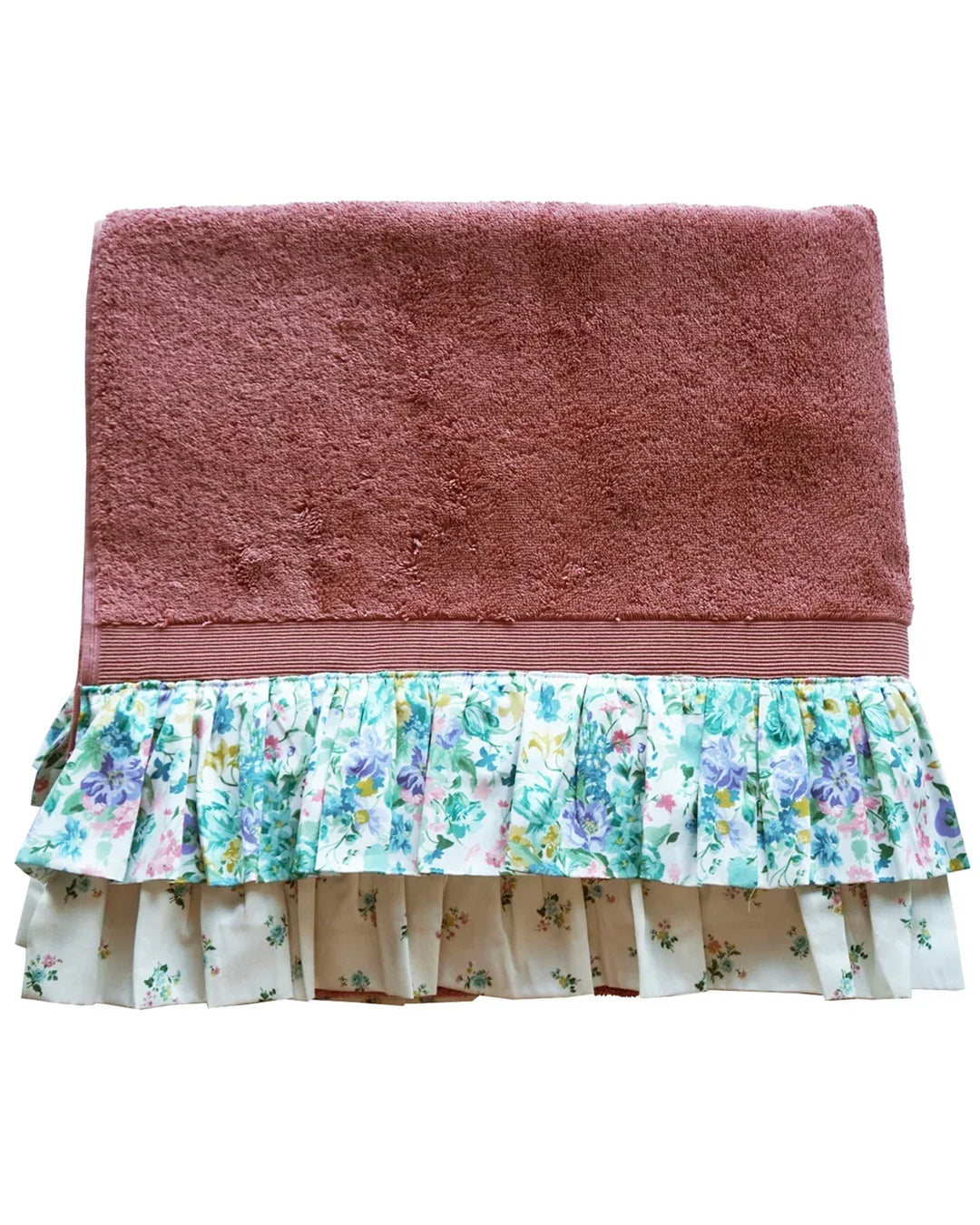 Ruffle Edge Towel made with Liberty Fabrics & Bridgerton BOUQUET PARADE GREEN & POSY CORSAGE YELLOW