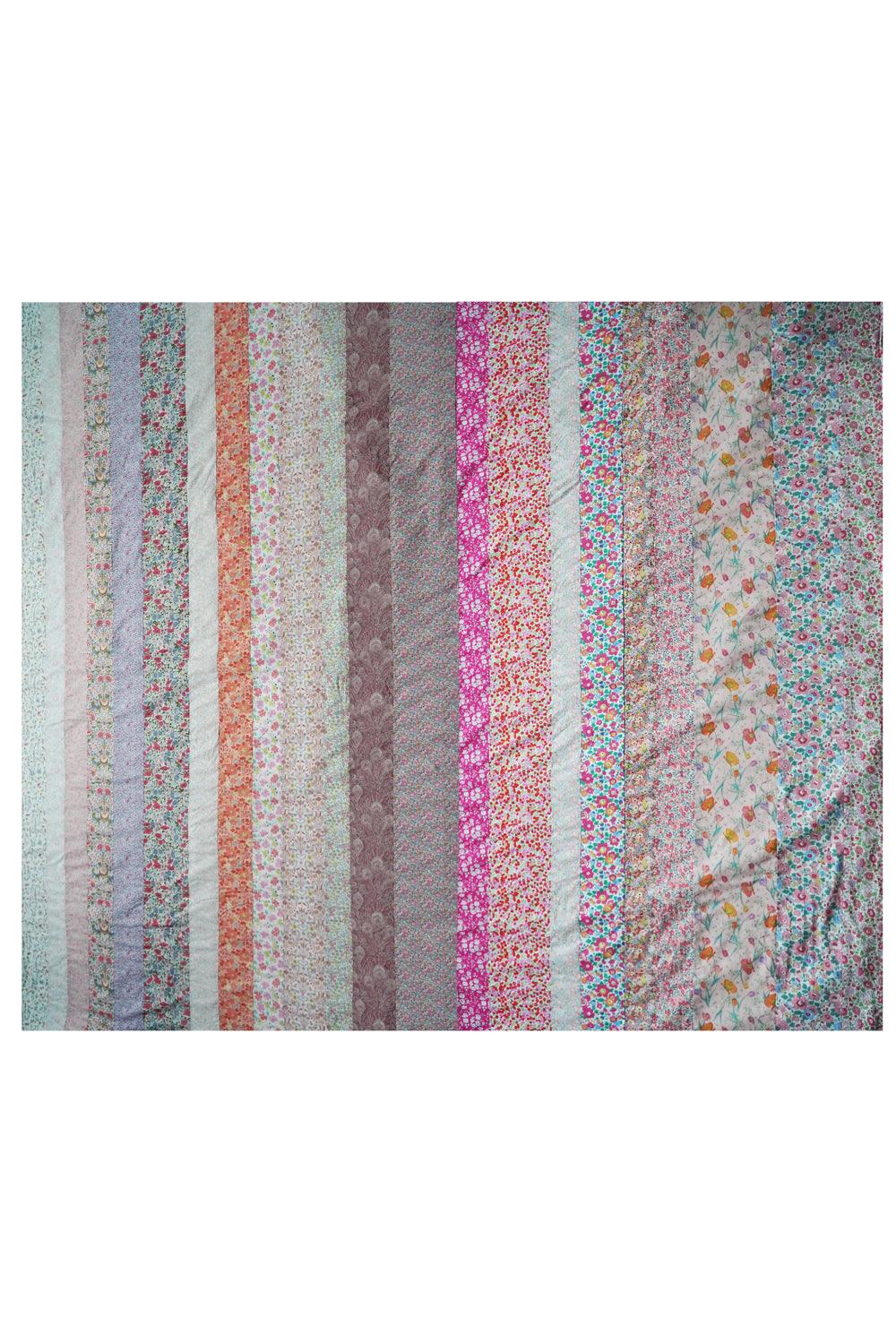 Unique One-Off Stripe Patchwork Bedspread made with Pink Liberty Fabrics - Coco & Wolf