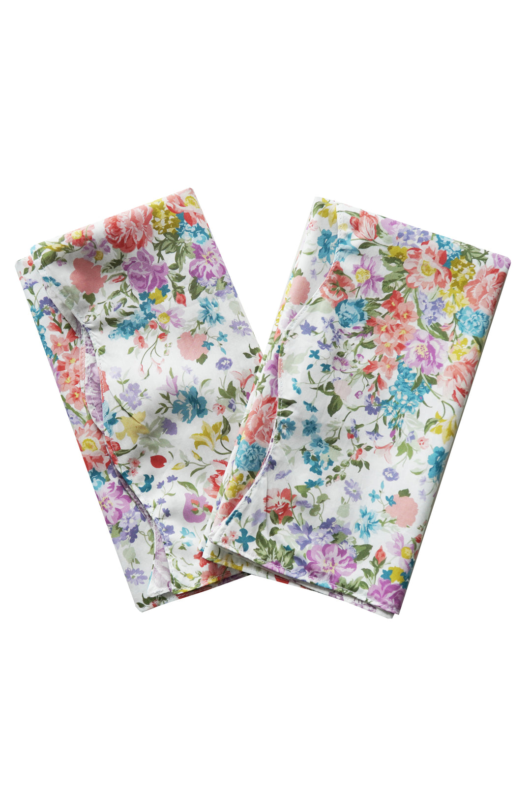 Bridgerton Reversible Wavy Napkin Set made with Liberty Fabric REGENCY TRAIL PURPLE & BOUQUET PARADE PEACH