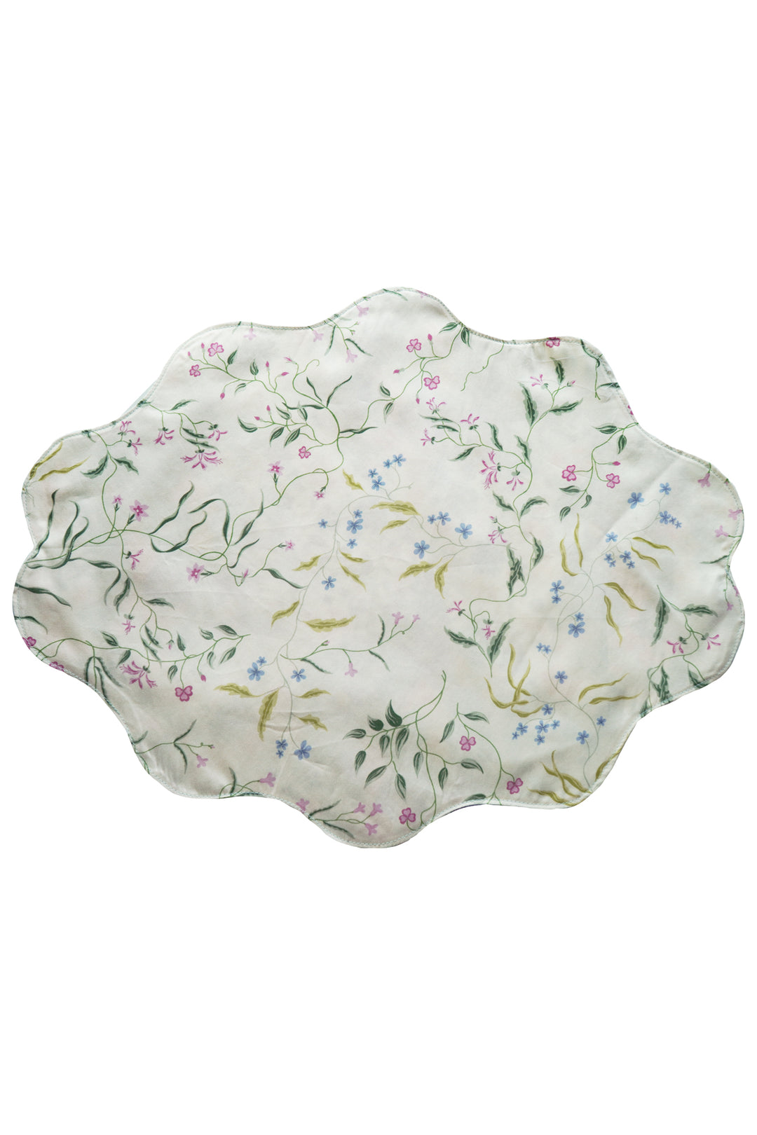 Bridgerton Reversible Wavy Placemat made with Liberty Fabric BOUQUET PARADE GREEN & REGAL BLOSSOM