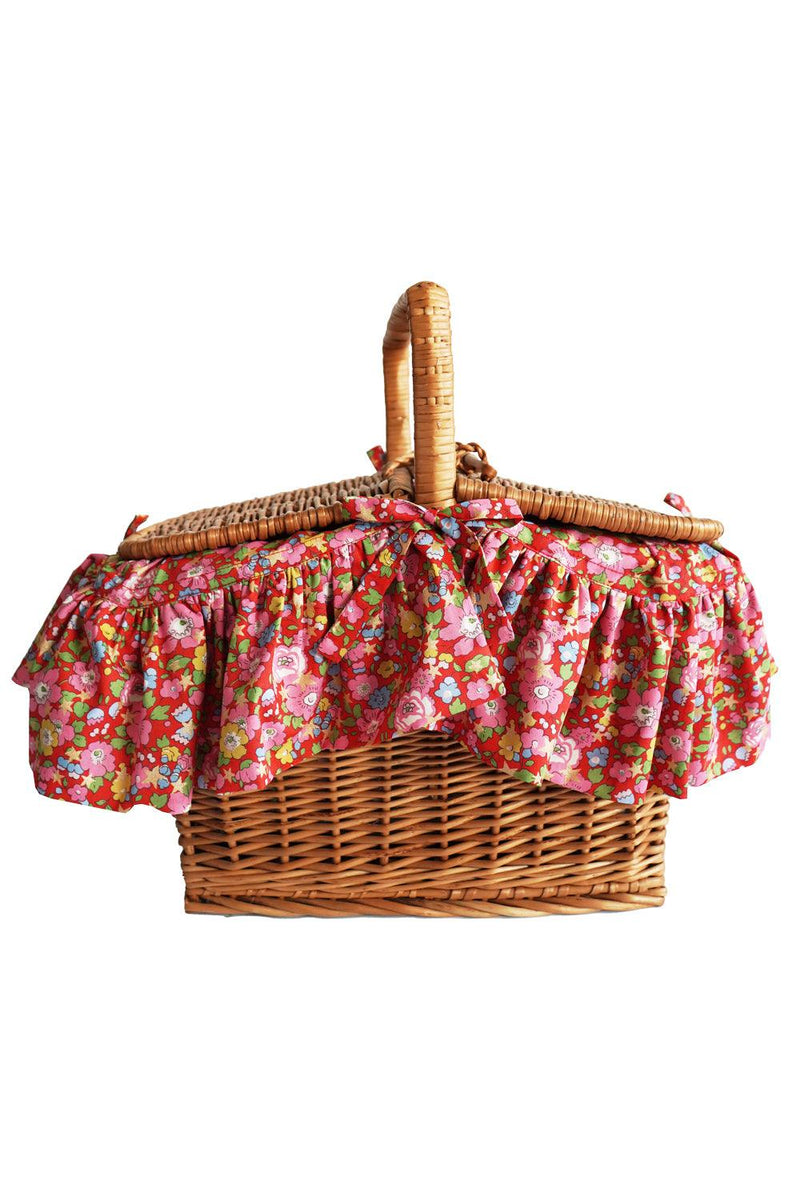 Wicker Christmas Hamper made with Liberty Fabric BETSY STAR - Coco & Wolf