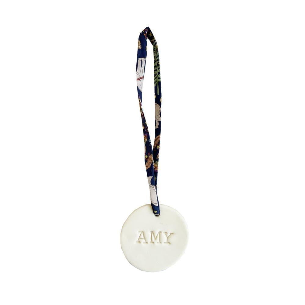 Personalised Porcelain Decoration with Liberty Fabric Ribbon - Coco & Wolf