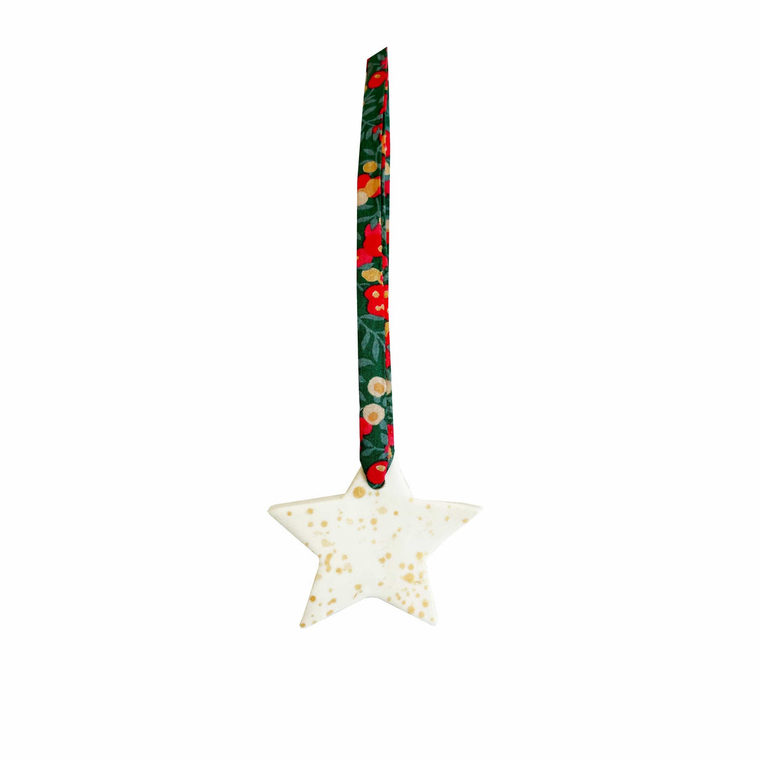 Porcelain Star Decoration with Liberty Fabric Ribbon - Coco & Wolf