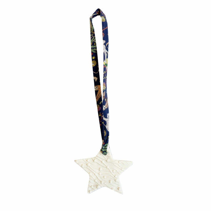 Porcelain Star Decoration with Liberty Fabric Ribbon - Coco & Wolf