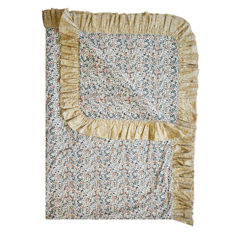 Ruffle Bedspread made with Liberty Fabric WILTSHIRE ORGANIC & CAPEL TAUPE - Coco & Wolf